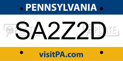 SA2Z2D Pennsylvania License Plate