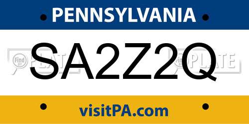 SA2Z2Q Pennsylvania License Plate