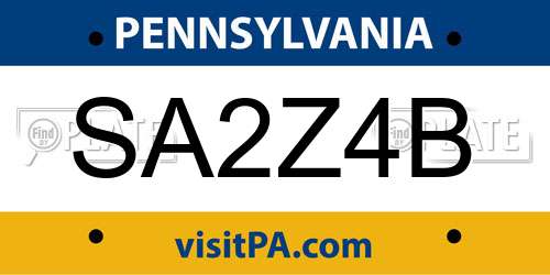 SA2Z4B Pennsylvania License Plate