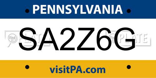 SA2Z6G Pennsylvania License Plate