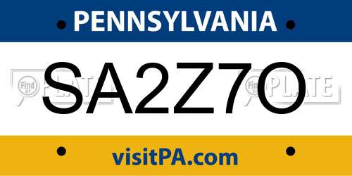 SA2Z7O Pennsylvania License Plate