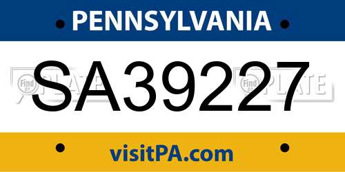 SA39227 Pennsylvania License Plate