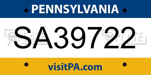 SA39722 Pennsylvania License Plate