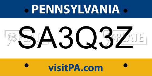SA3Q3Z Pennsylvania License Plate