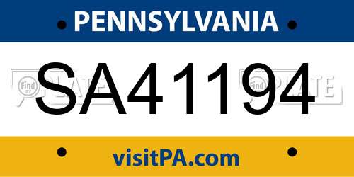 SA41194 Pennsylvania License Plate