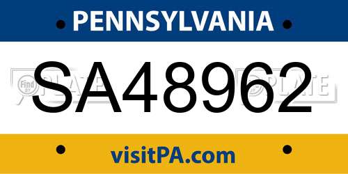 SA48962 Pennsylvania License Plate