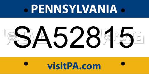 SA52815 Pennsylvania License Plate