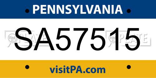 SA57515 Pennsylvania License Plate