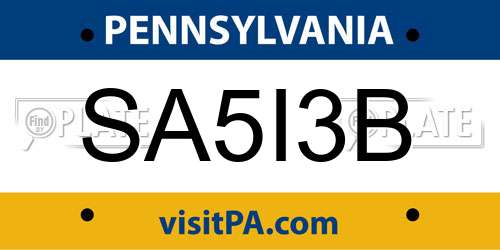 SA5I3B Pennsylvania License Plate