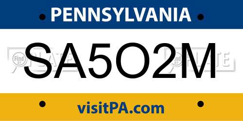 SA5O2M Pennsylvania License Plate