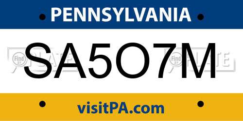 SA5O7M Pennsylvania License Plate