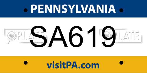 SA619 Pennsylvania License Plate