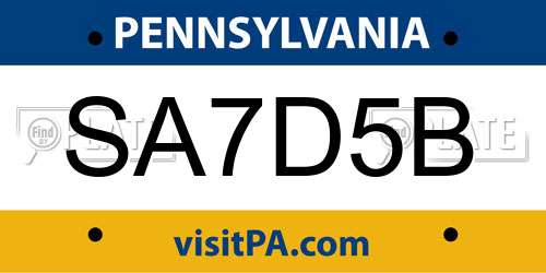 SA7D5B Pennsylvania License Plate