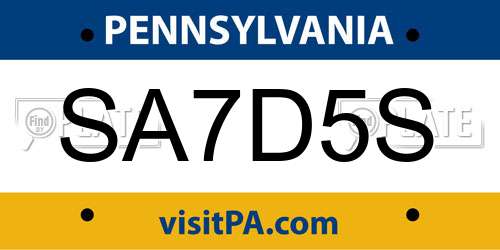 SA7D5S Pennsylvania License Plate