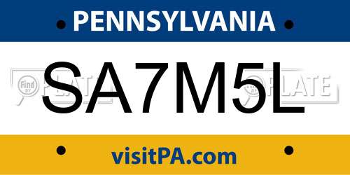 SA7M5L Pennsylvania License Plate