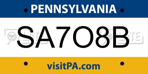 SA7O8B Pennsylvania License Plate
