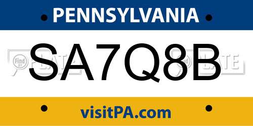SA7Q8B Pennsylvania License Plate