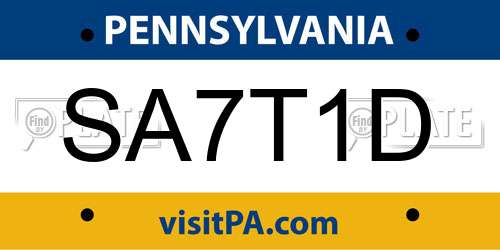 SA7T1D Pennsylvania License Plate