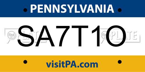 SA7T1O Pennsylvania License Plate
