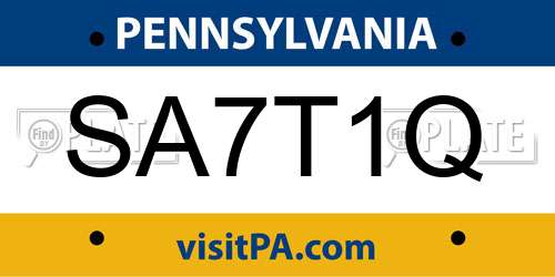 SA7T1Q Pennsylvania License Plate