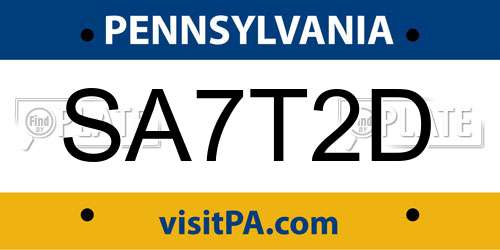 SA7T2D Pennsylvania License Plate