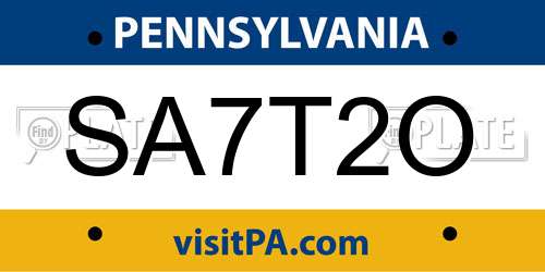 SA7T2O Pennsylvania License Plate