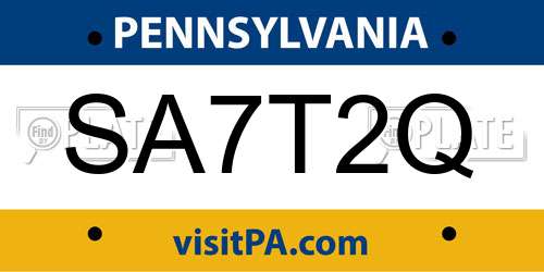 SA7T2Q Pennsylvania License Plate