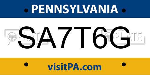 SA7T6G Pennsylvania License Plate