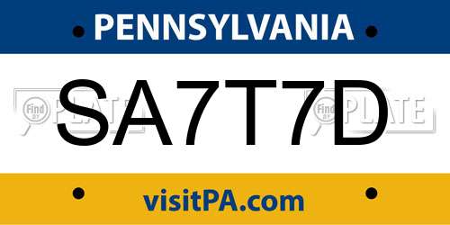 SA7T7D Pennsylvania License Plate