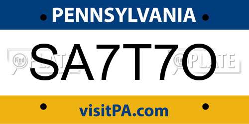 SA7T7O Pennsylvania License Plate