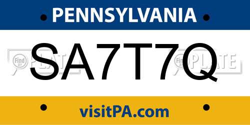 SA7T7Q Pennsylvania License Plate