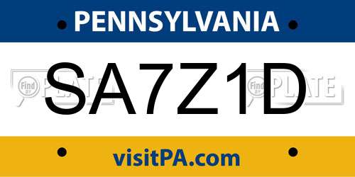 SA7Z1D Pennsylvania License Plate