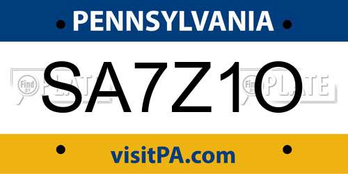 SA7Z1O Pennsylvania License Plate