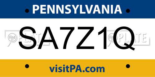 SA7Z1Q Pennsylvania License Plate