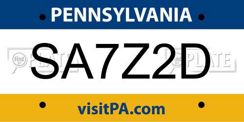 SA7Z2D Pennsylvania License Plate