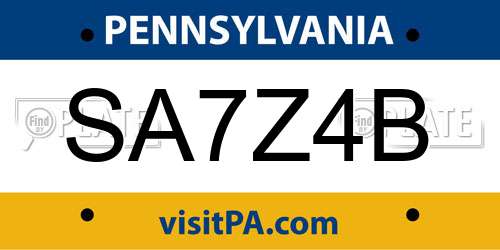 SA7Z4B Pennsylvania License Plate