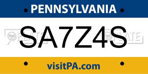SA7Z4S Pennsylvania License Plate