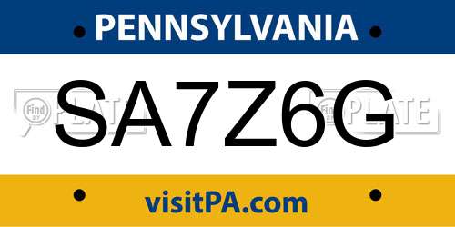 SA7Z6G Pennsylvania License Plate
