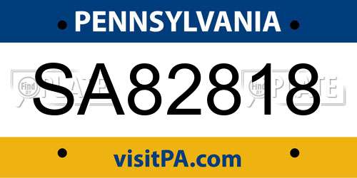 SA82818 Pennsylvania License Plate