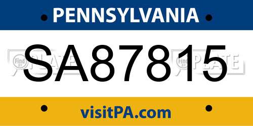 SA87815 Pennsylvania License Plate