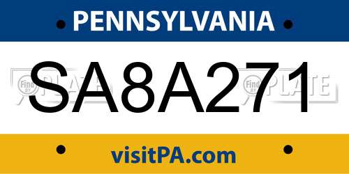 SA8A271 Pennsylvania License Plate