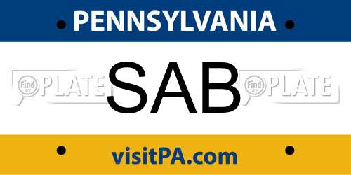 SAB Pennsylvania License Plate