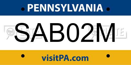 SAB02M Pennsylvania License Plate
