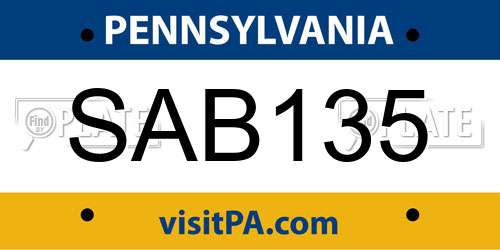 SAB135 Pennsylvania License Plate