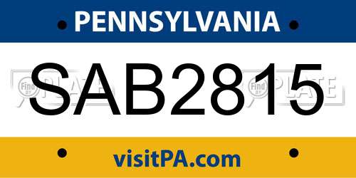 SAB2815 Pennsylvania License Plate