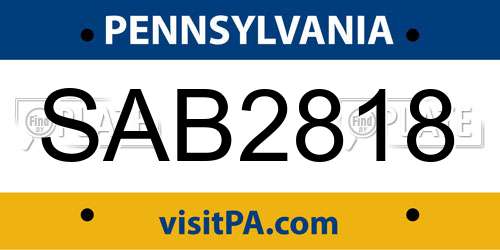 SAB2818 Pennsylvania License Plate