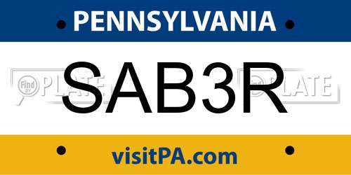 SAB3R Pennsylvania License Plate