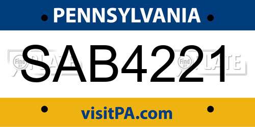 SAB4221 Pennsylvania License Plate