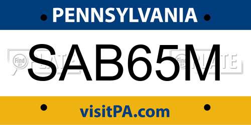SAB65M Pennsylvania License Plate