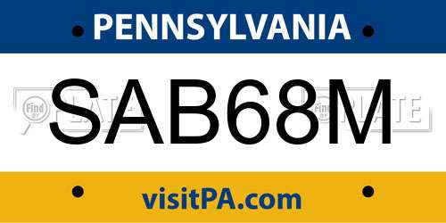 SAB68M Pennsylvania License Plate